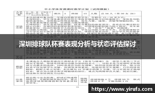 深圳排球队杯赛表现分析与状态评估探讨